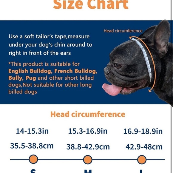 BARKLESS Short Snout Dog Muzzle, Soft Silicone Flat Faced Muzzle French Bulldog - Picture 10 of 11